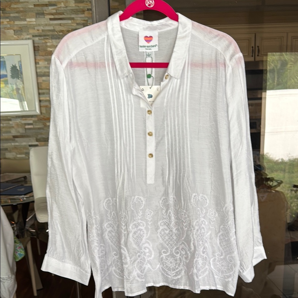 Hester & Orchard 3/4 Sleeve Mandarin Collar Tunic